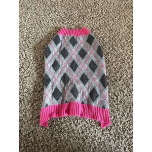 Vibrant Life Pink Argyle Dog Sweater Size Medium